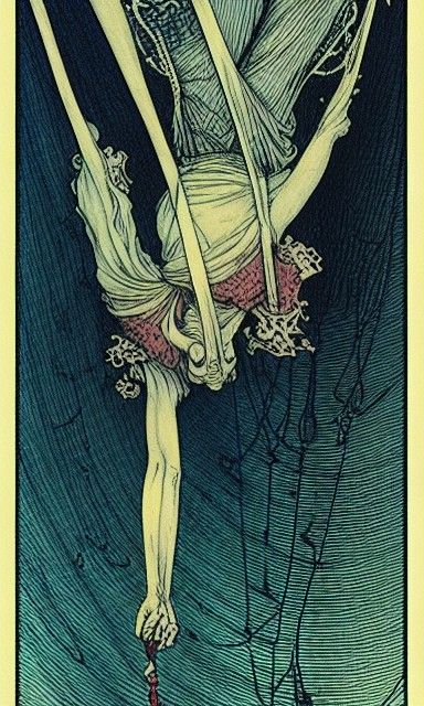 The Hanged Man Tarot Card in Art Nouveau Style