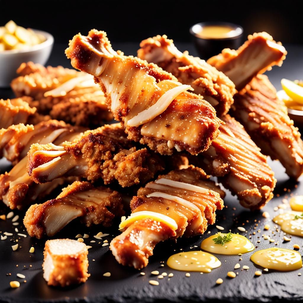 Delicious Breaded Chicken Wings and Strips Concept Art