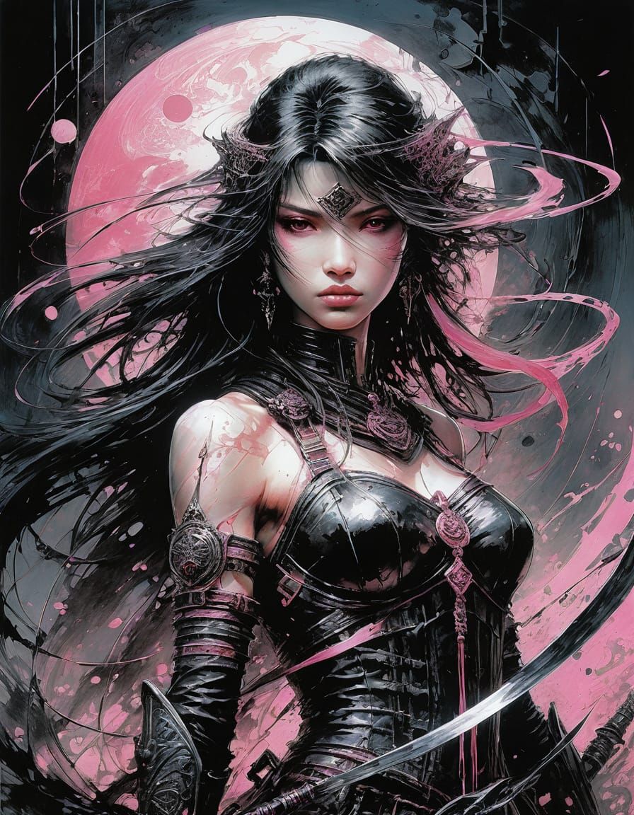 Abstract Art in Black and Pink