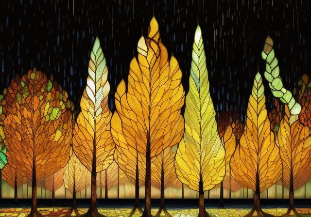 Stained Glass Forest: Hyperrealistic Digital Art