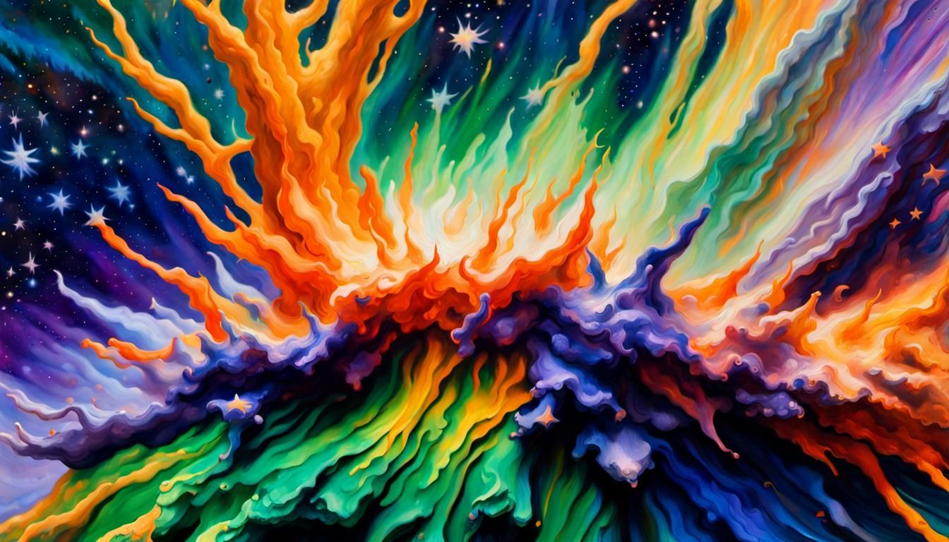 Cosmic Birth: Triple Star Systems in Impressionist Gouache