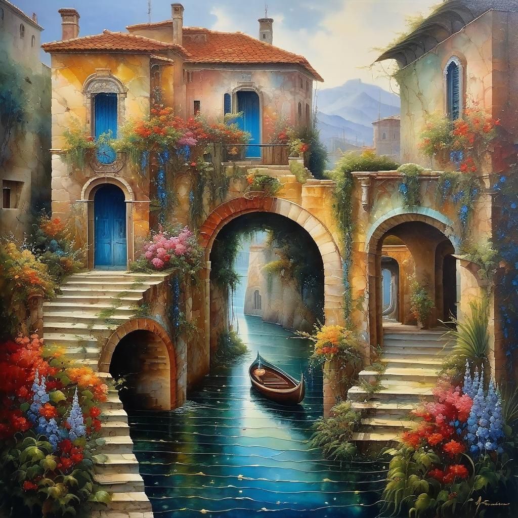Romanticism Painting with Intricate Details and Wet Oil Pain...