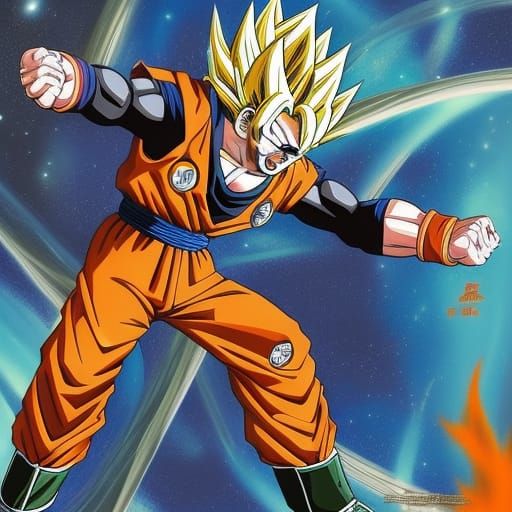 Goku Super Saiyan Space Suit Comic Art