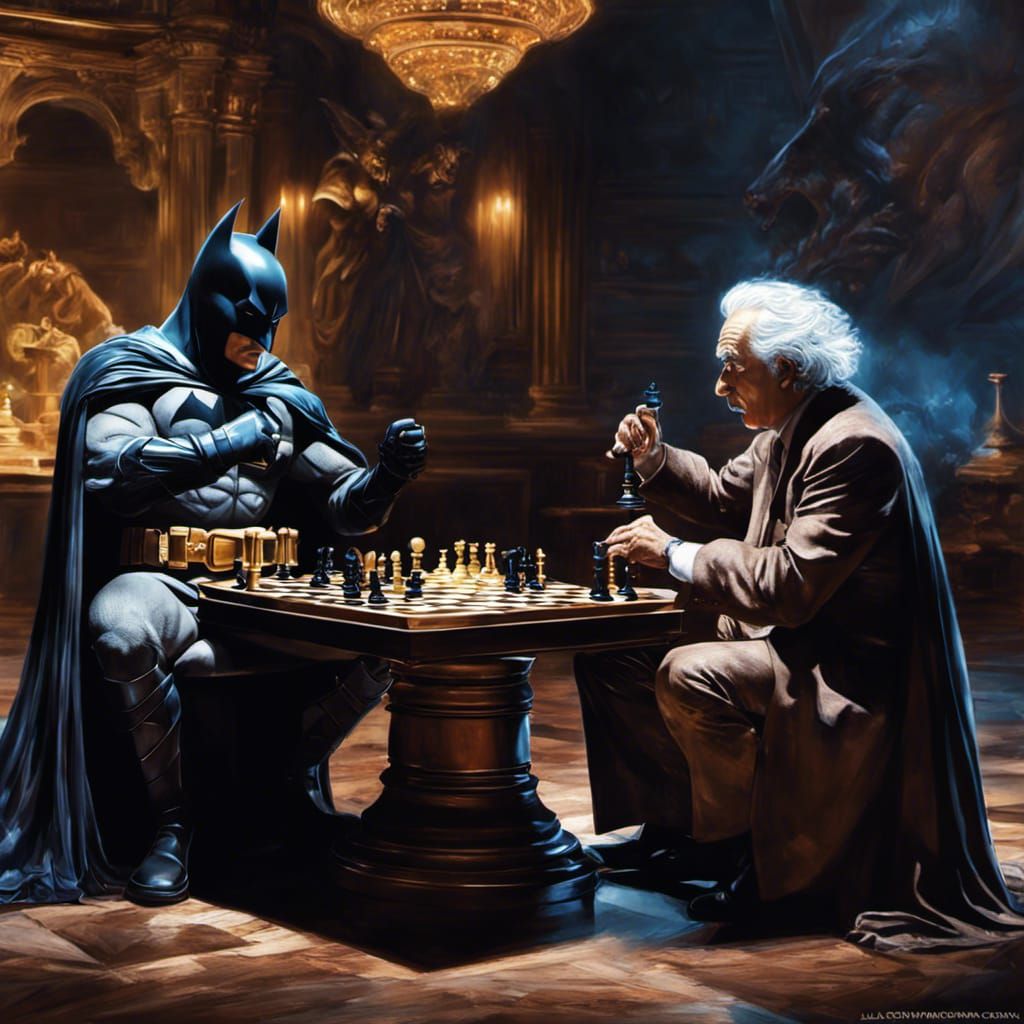 Batman and Einstein Playing Chess 😁