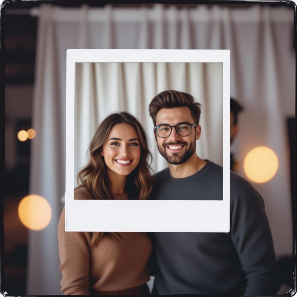 Polaroid Photo of Two People in Lively Atmosphere