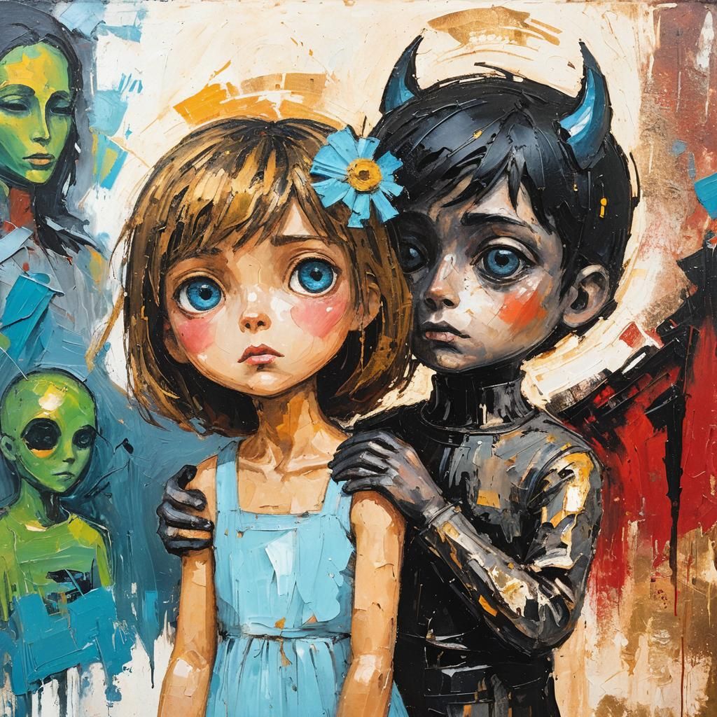 a colossal, pitch-black figure with an otherworldly aura loo...