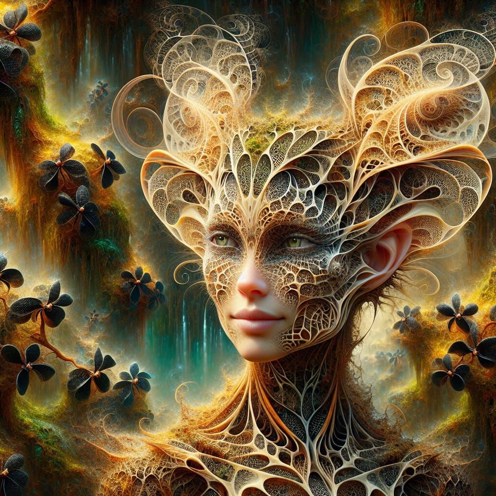 Goddess of Fractal Designs in Vivid Swamp