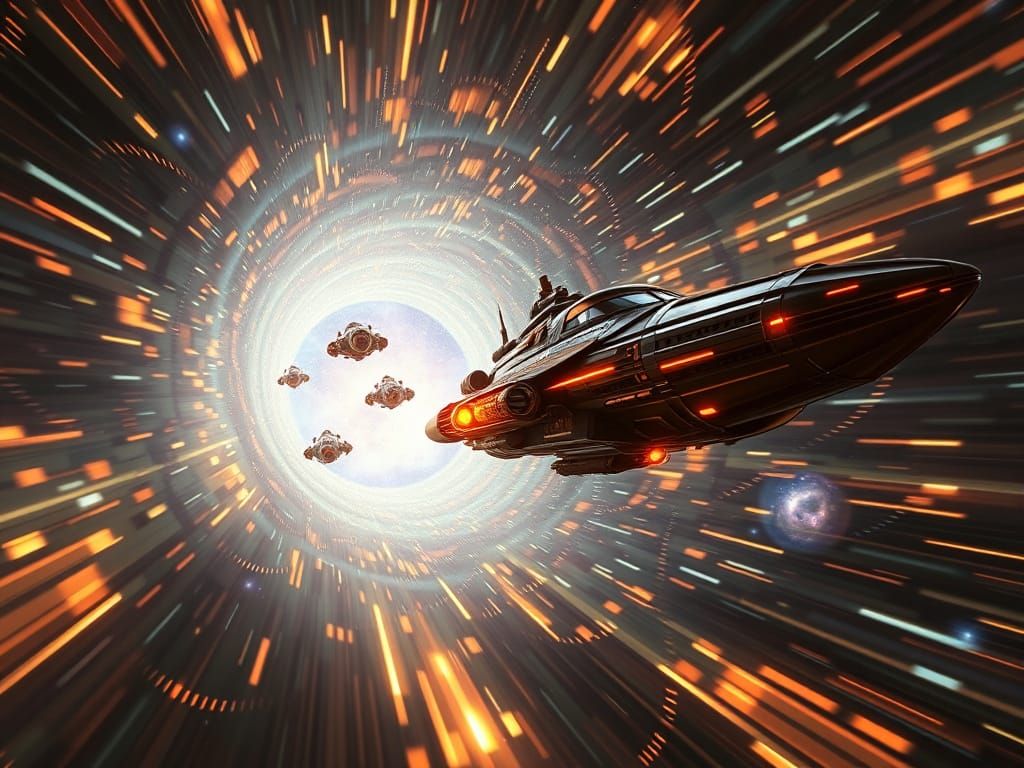 Steampunk Star Cruisers Speed Through Cosmic Wormhole in Cin...