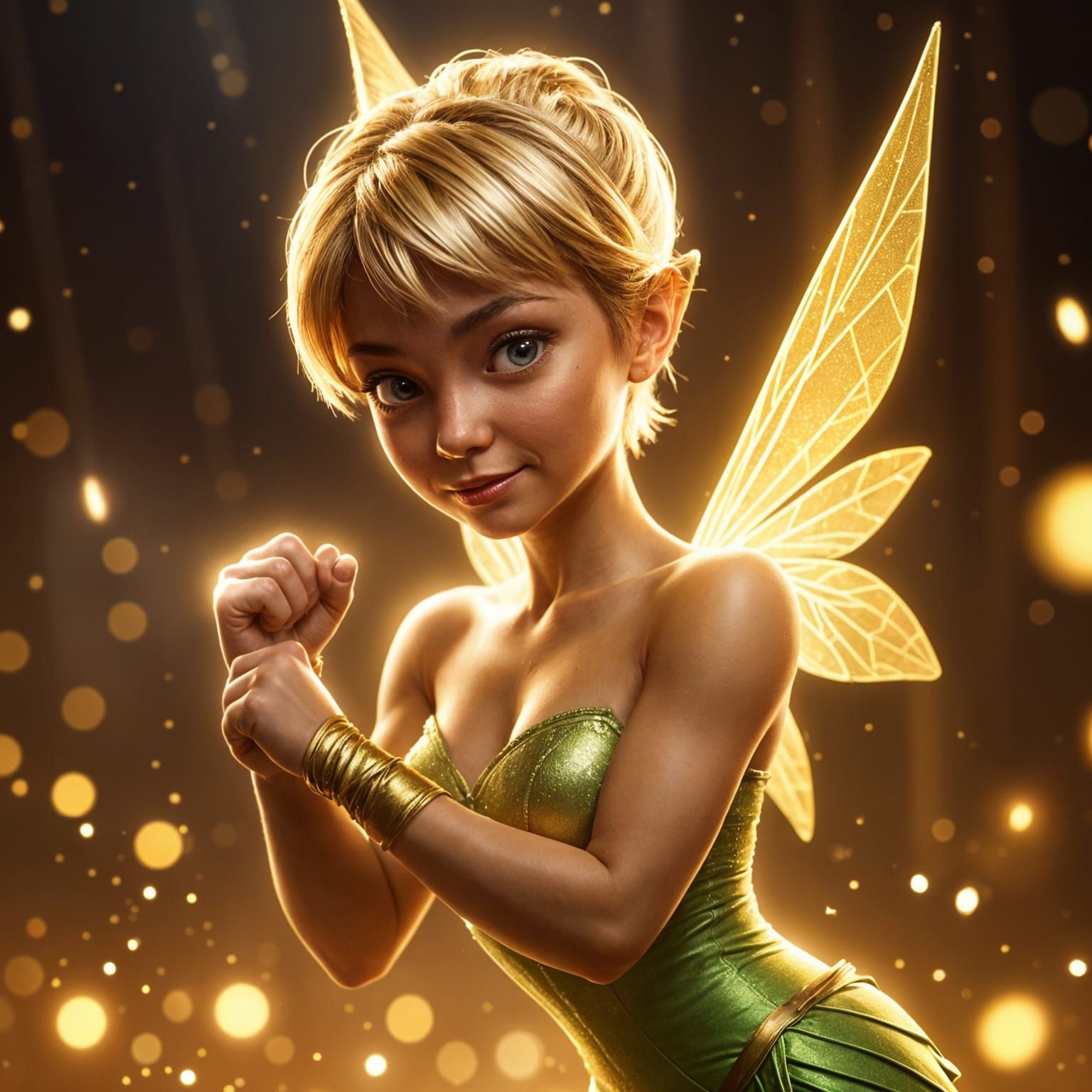 Tinkerbell as Bodybuilder in Muscle Pose