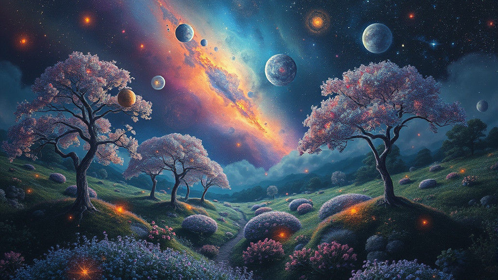 Celestial Garden with Stardust Flora in Rothko Style