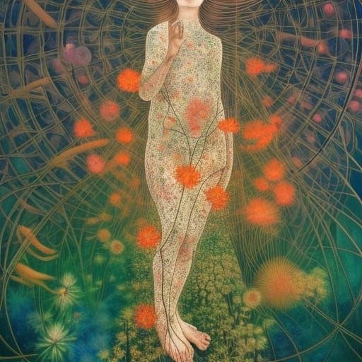 Surreal Stargazing Platform in Floral Mycelium Network