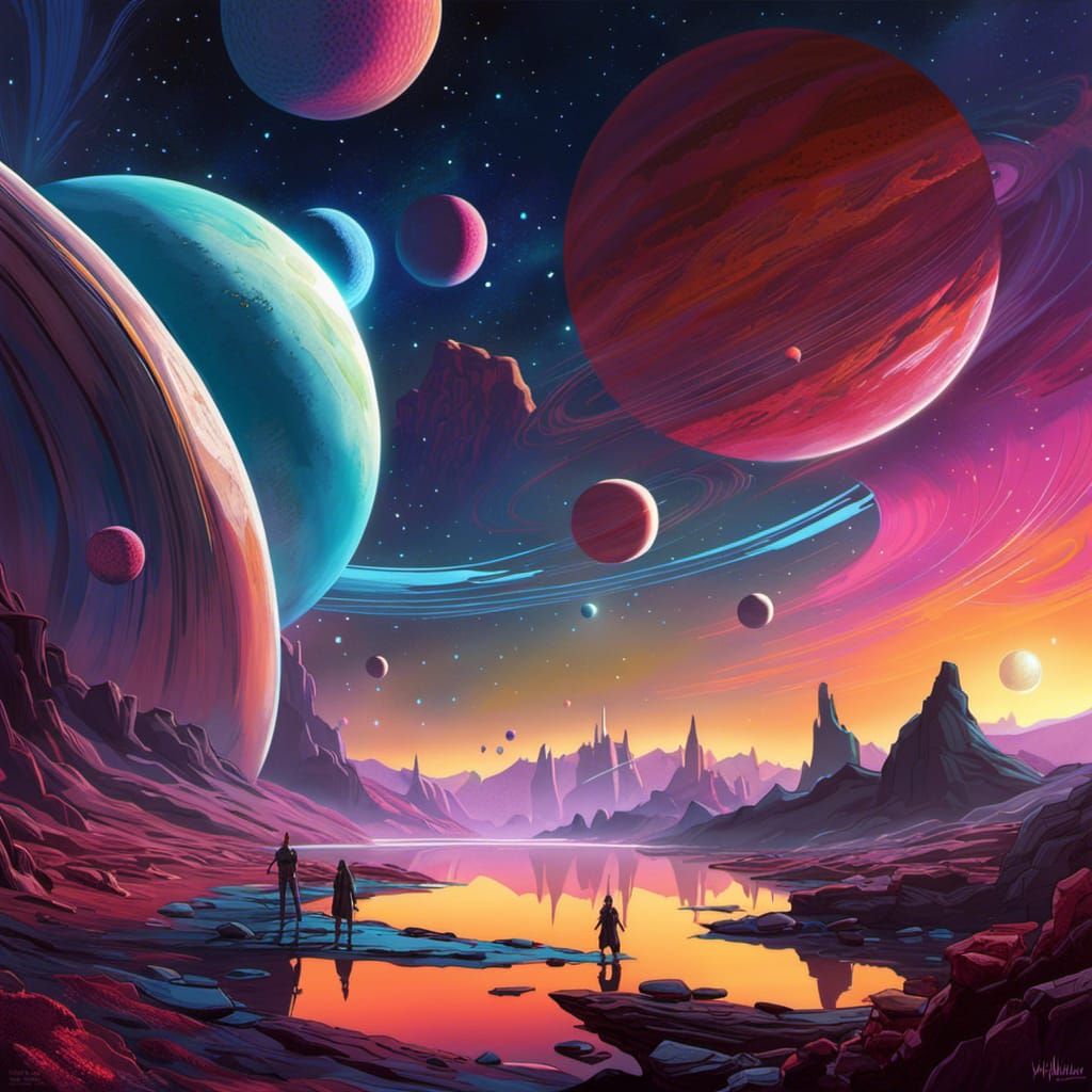 Surreal Alien Space Scape in Anime Style