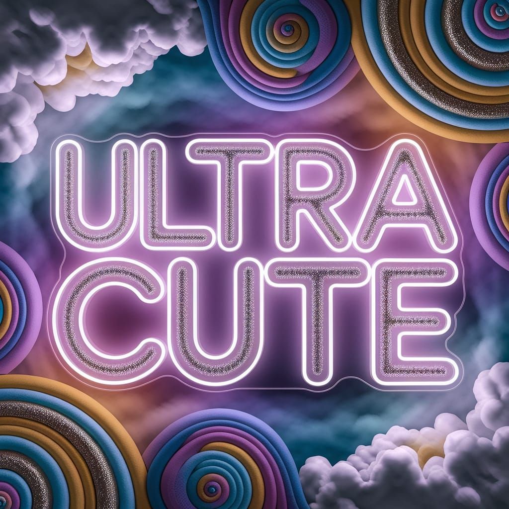 Ultra Cute in Neon Letters with Glitter Stars