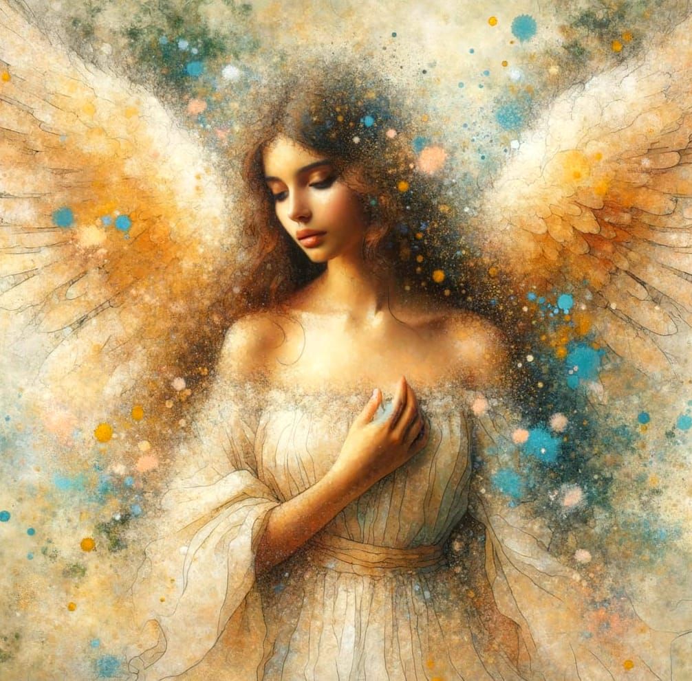 Ethereal Angel Goddess in Impressionist Watercolour