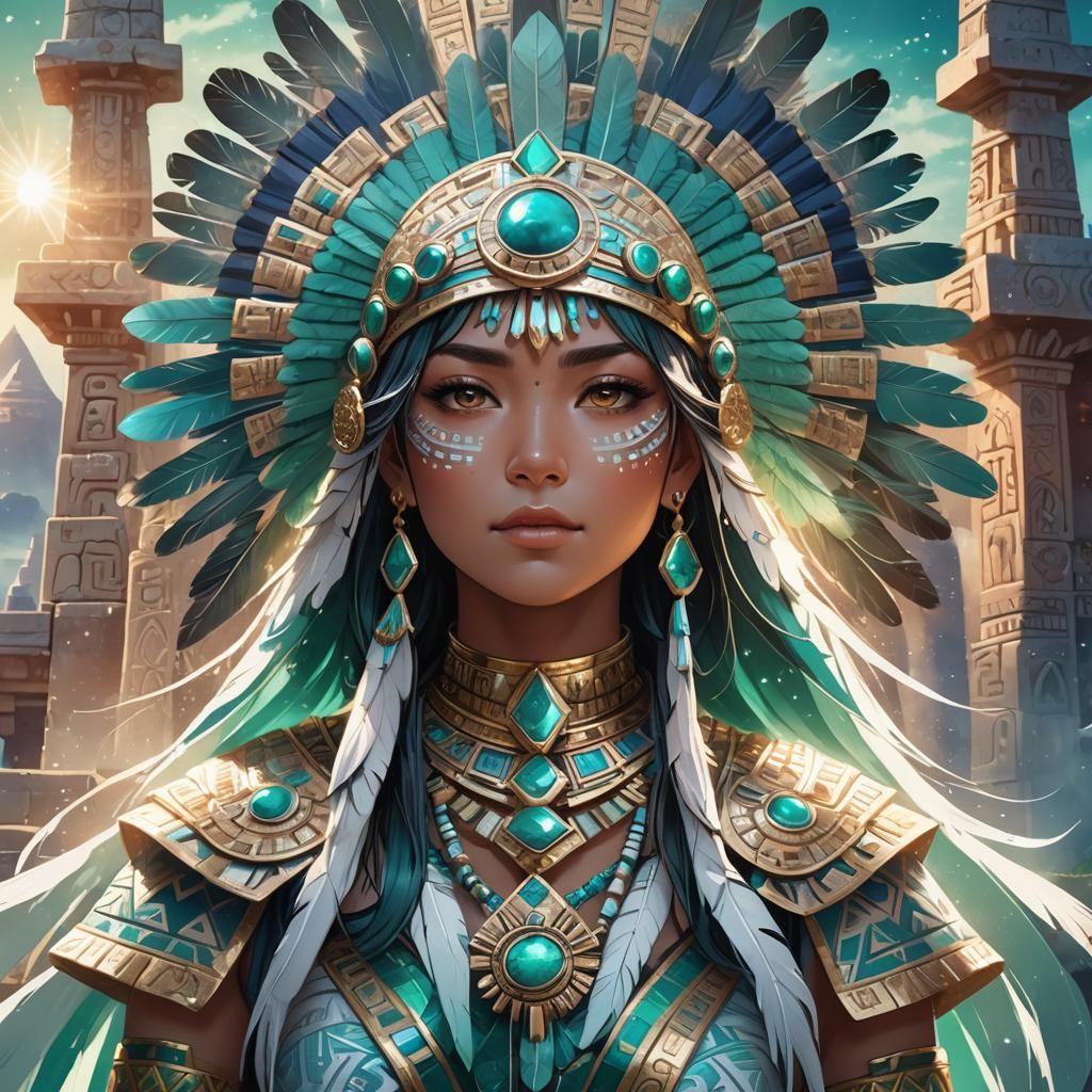 Aztec Woman Portrait in Anime Style