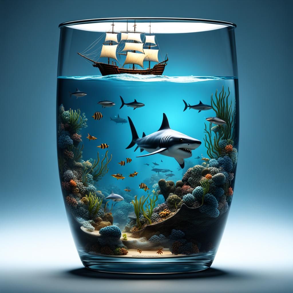 Sunken Pirate Ship in Glass of Water, 4K