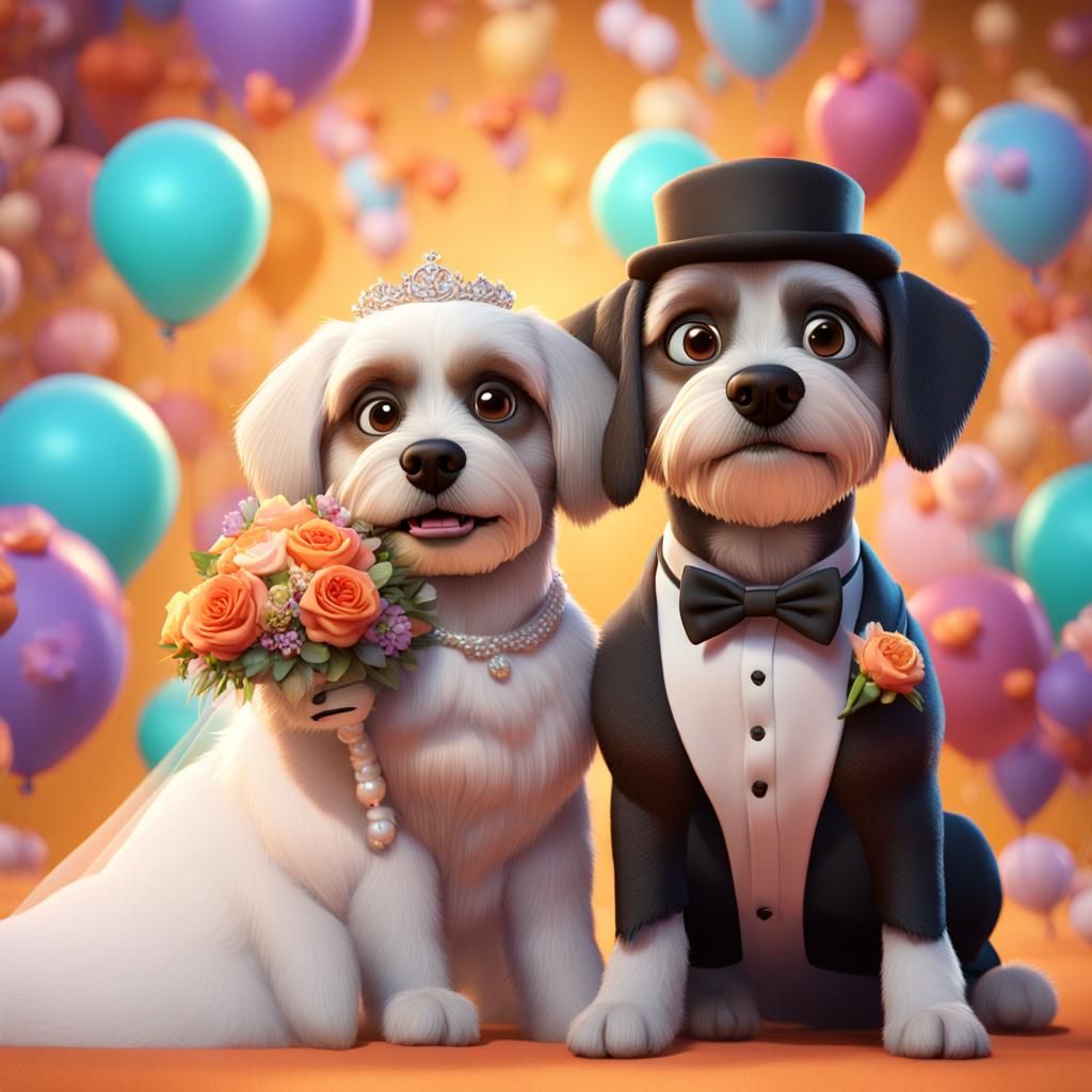 Kipper the Dog's Wedding: Pixar-Style 3D Digital Art