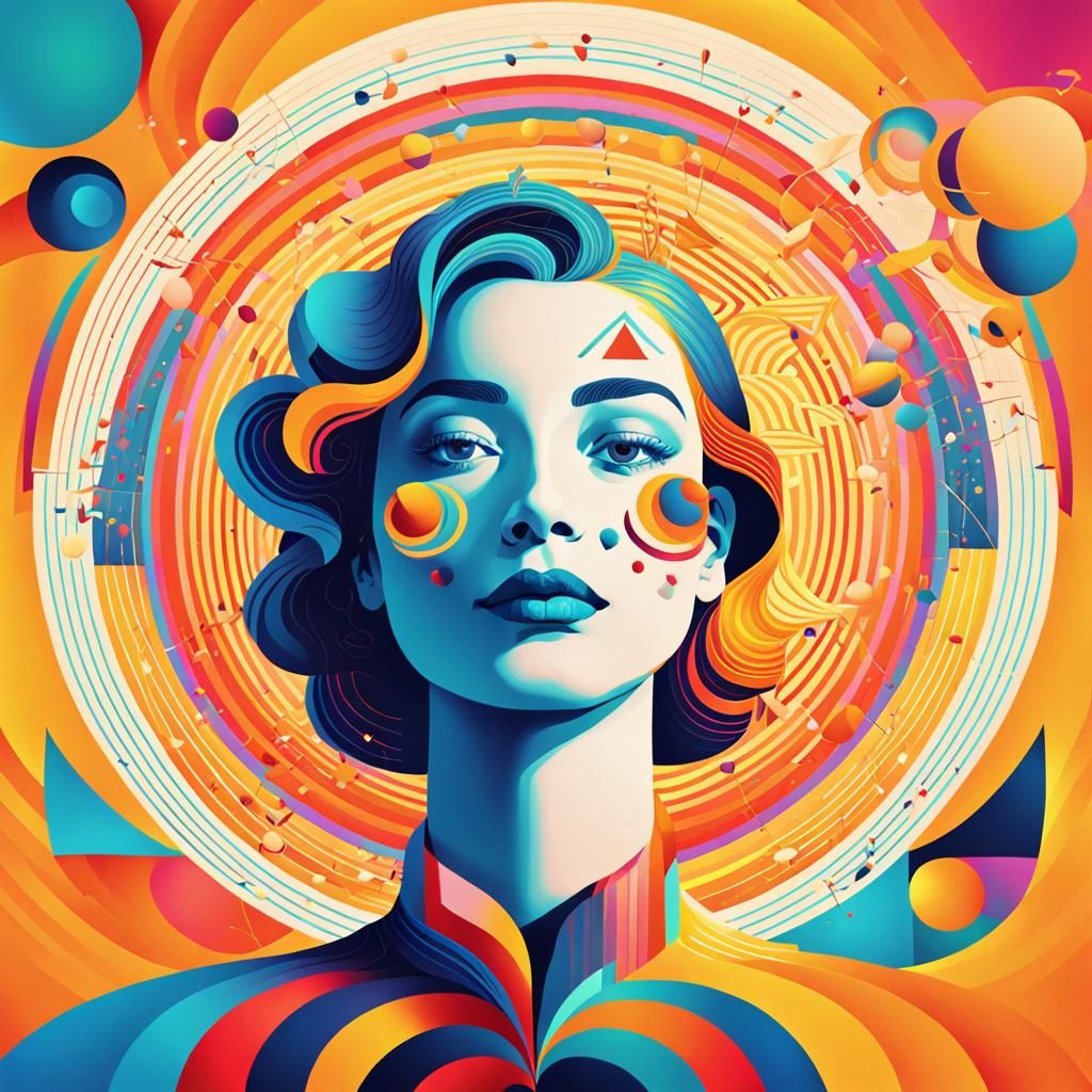 Pop Art Illustration of Joyful Figure with Aura