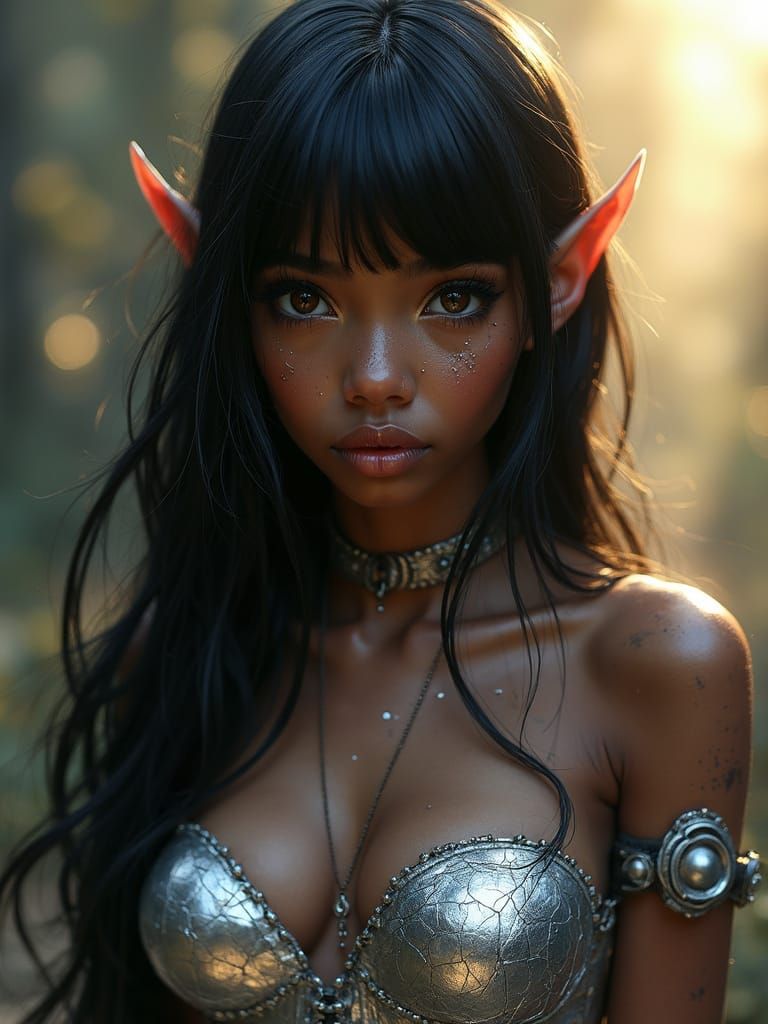 Magical Silver Elf Portrait in Photorealistic Style