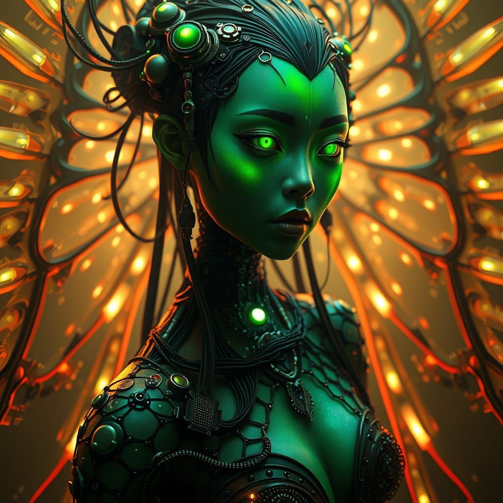 Cyberpunk Biomechanical Goddess
