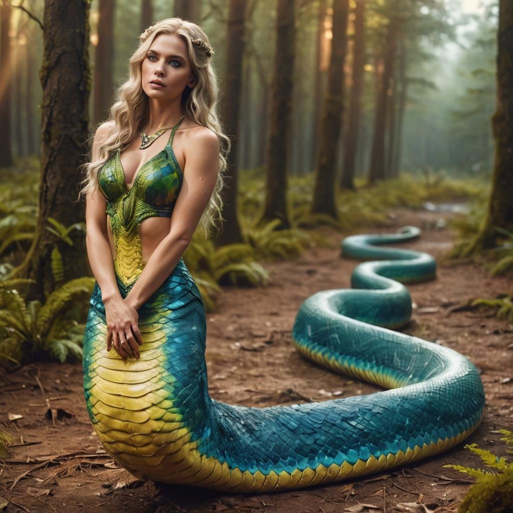 Kimberly Transforms into a Snake Goddess in the Forest