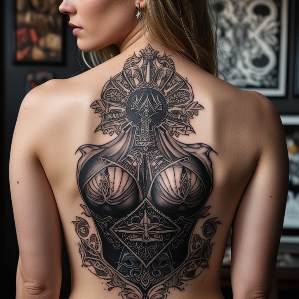 Hyperrealistic Emma Frost Tattoo in Moody HDR