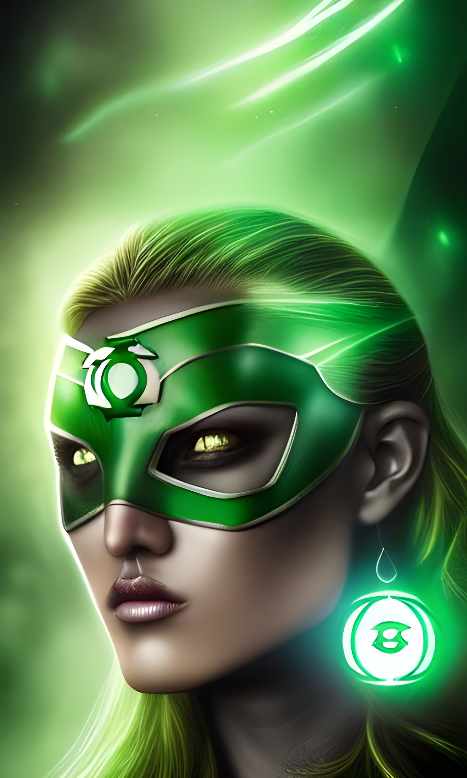 Regal Female Green Lantern Portrait in Digital Painting