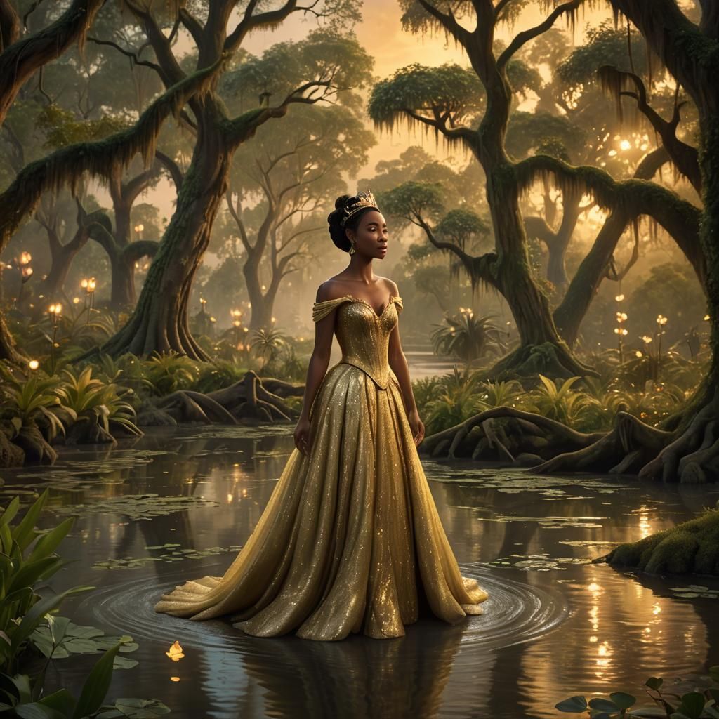 Princess Tiana in Bayou, Digital Matte Painting