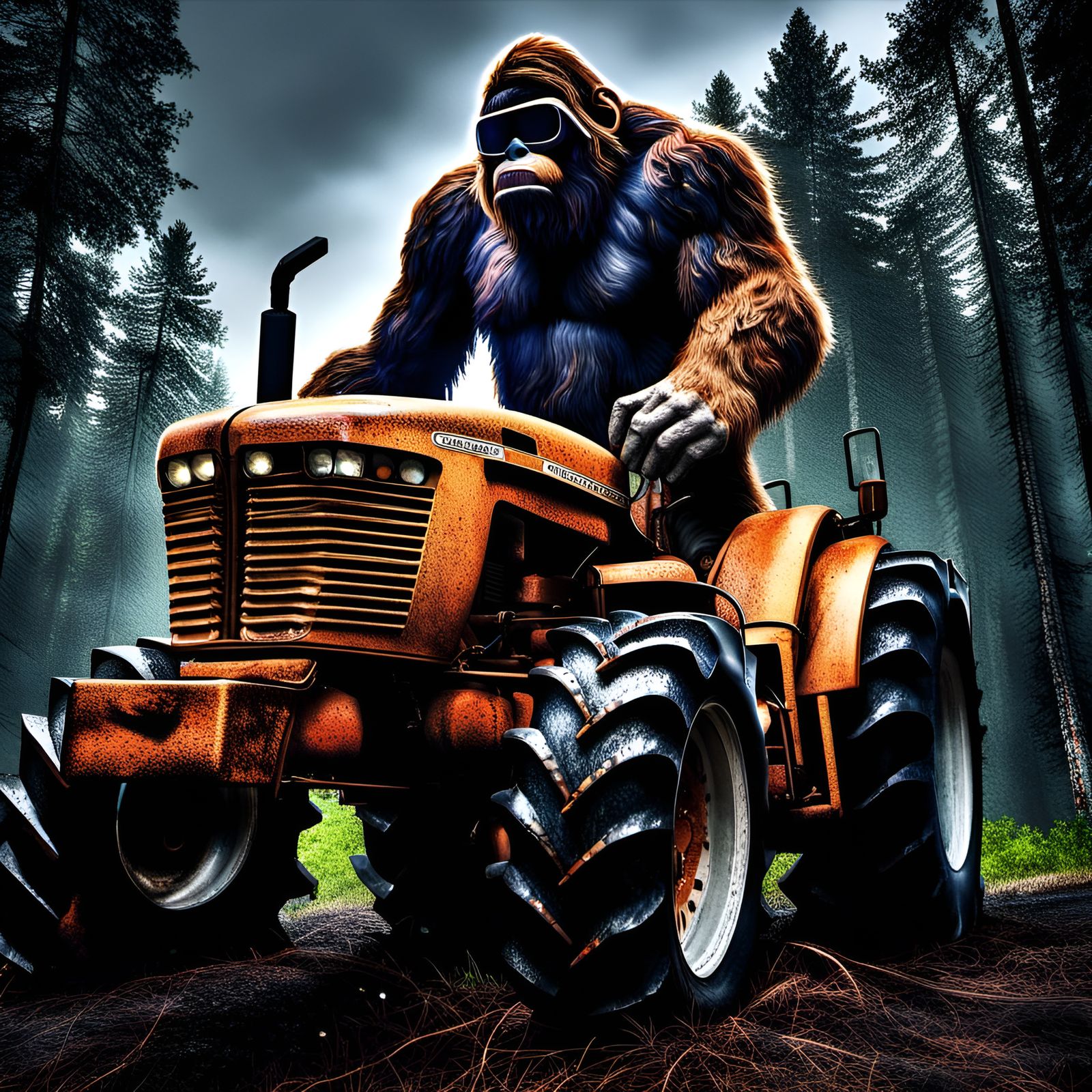 Sasquatch Overturns Tractor in Lightning Storm