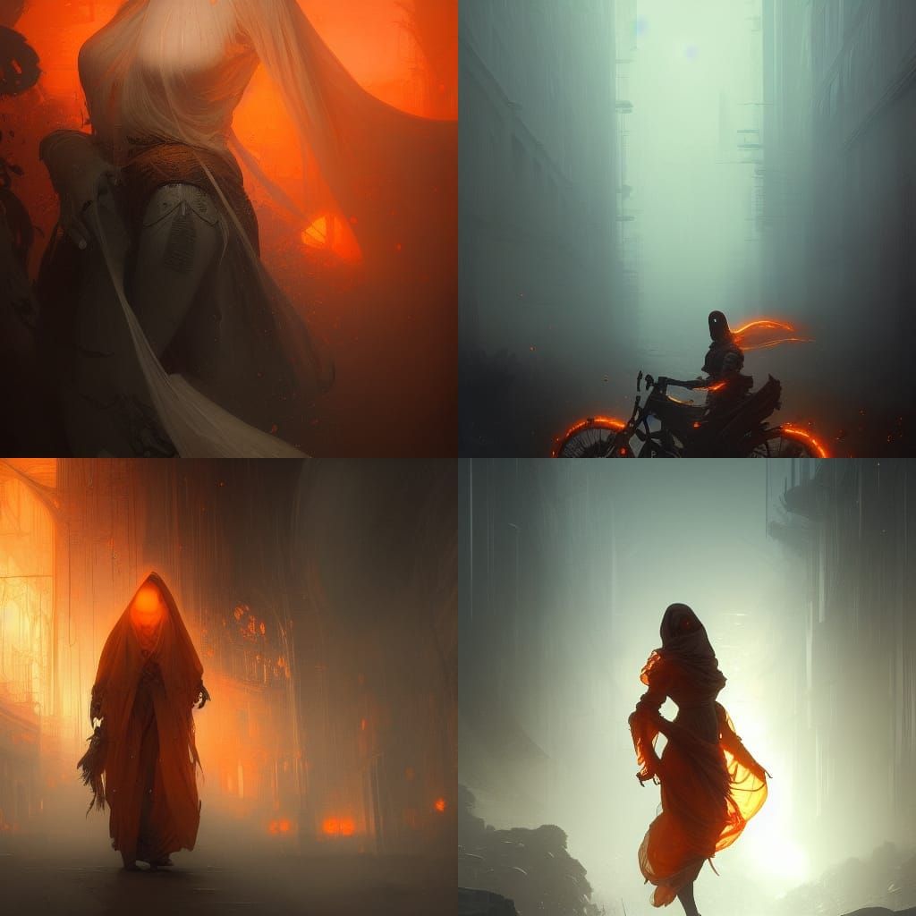 Orange Ghost in Dark Fantasy Art Style