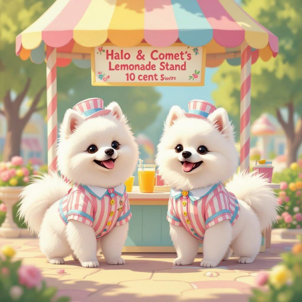 Pomeranians at Candy Land Lemonade Stand