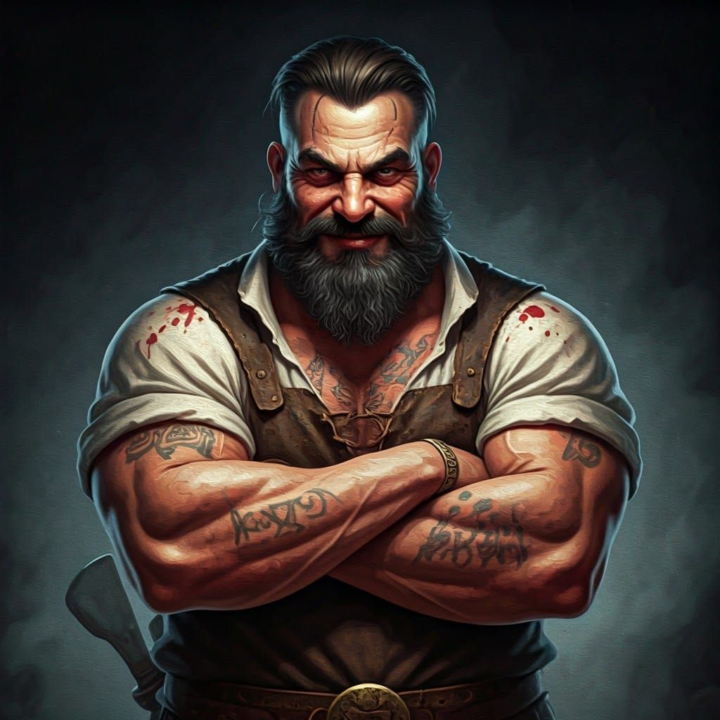 Dark Fantasy Medieval Butcher in Opulent Oil Paint