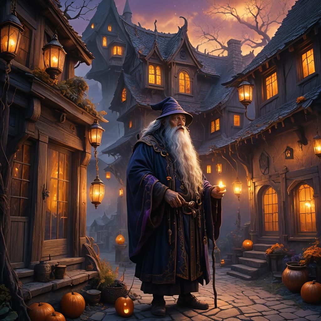 Old Wizard and House: Fantasy Matte Painting