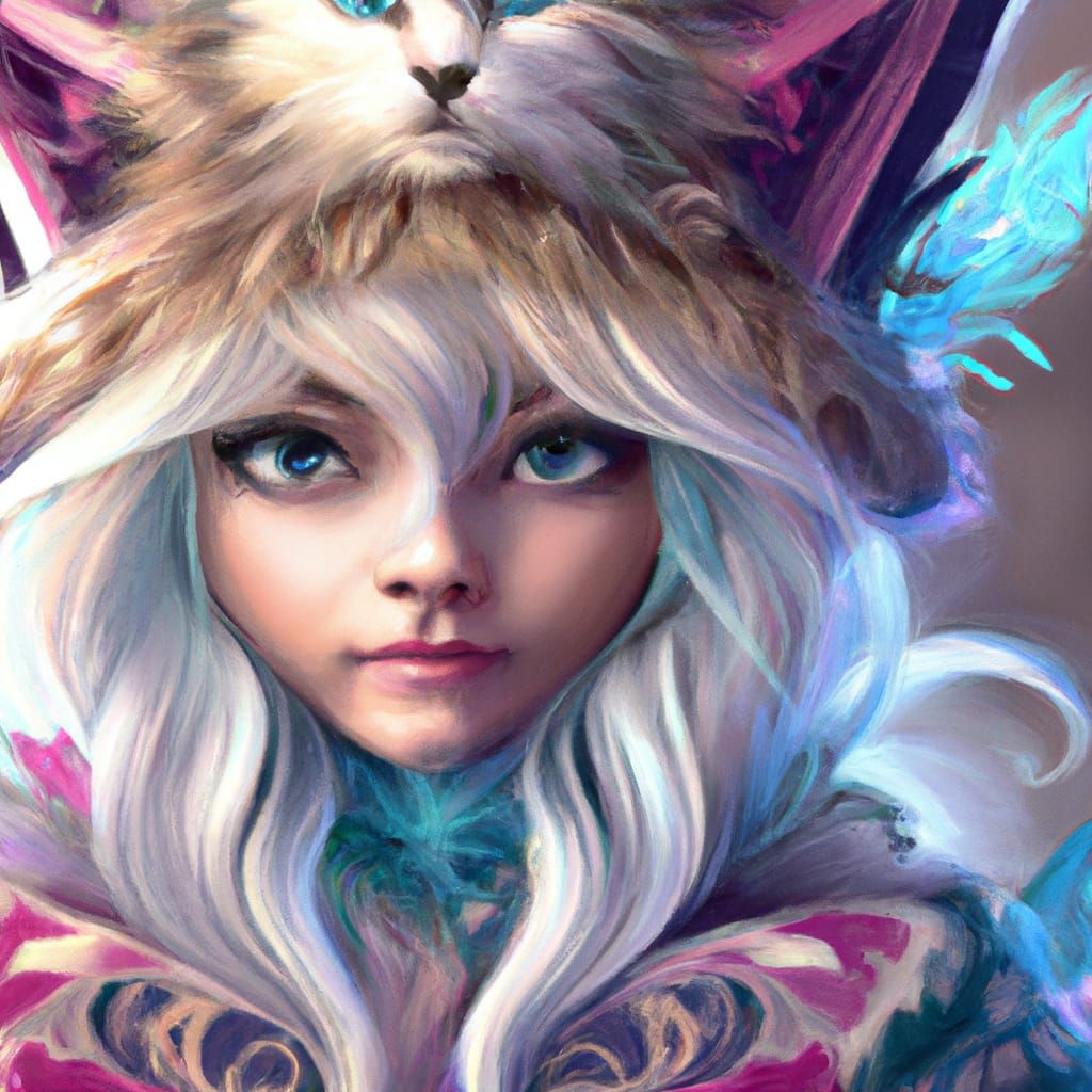 Yule Feline Princess Portrait in Digital Art