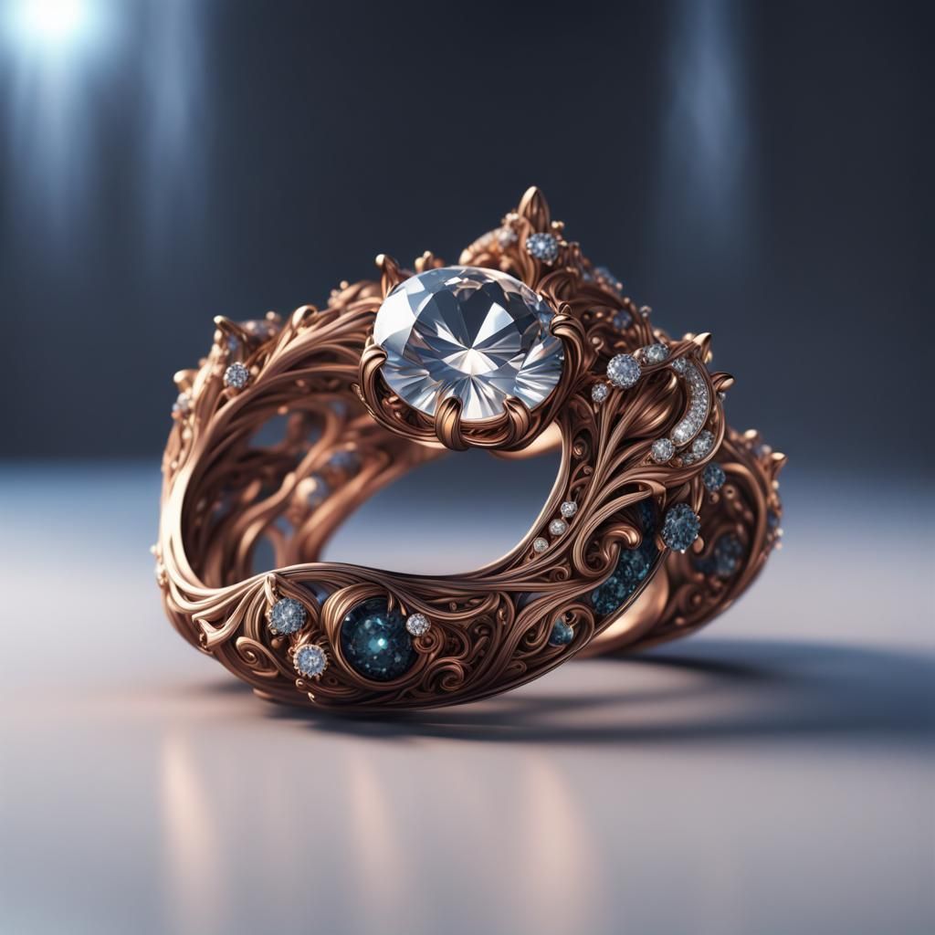 Elegant Diamond Ring in Detailed Matte Painting