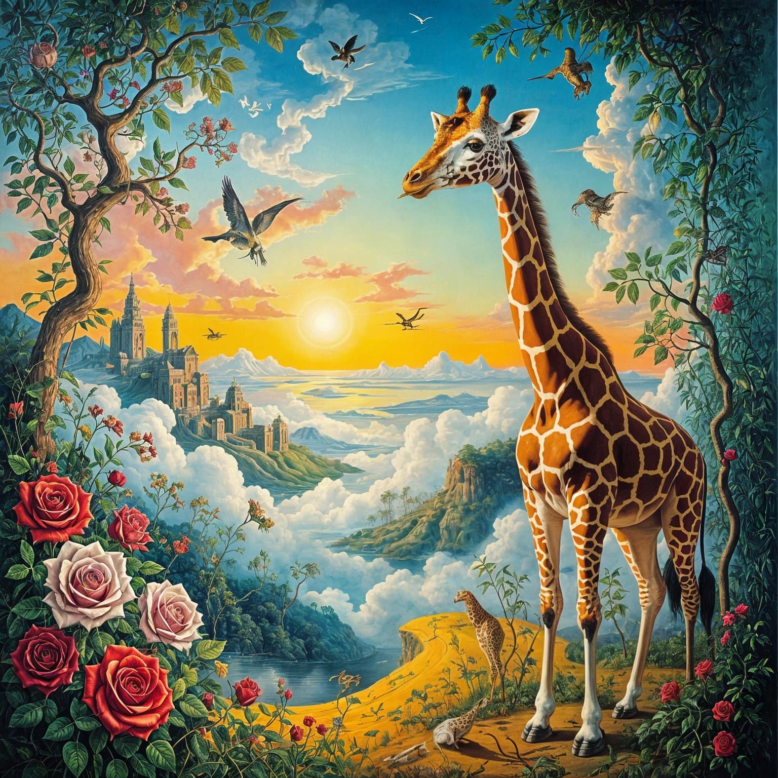 Surreal Dreamscape Painting in Style of Salvador Dali