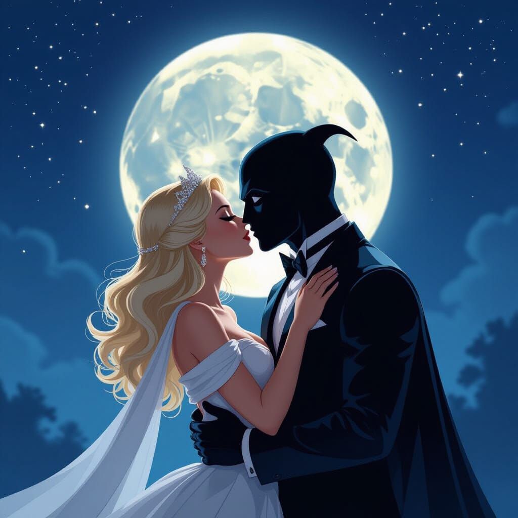 Moonlit Phantom Kiss of a Blonde Lady