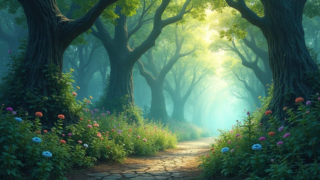 Ethereal Mystical Forest Spirits in Watercolor Style