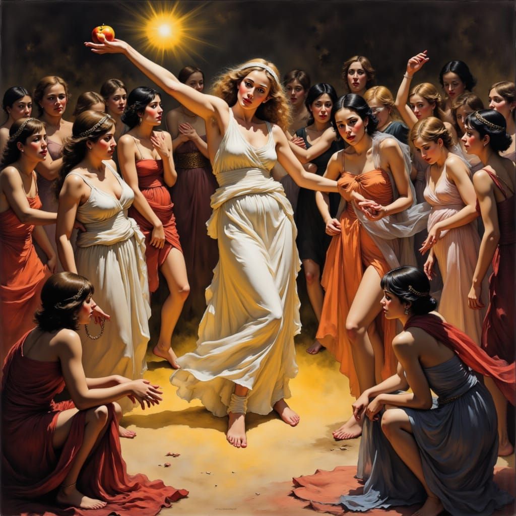 Eris uses the Apple of Discord to inflame the vanity of the gods