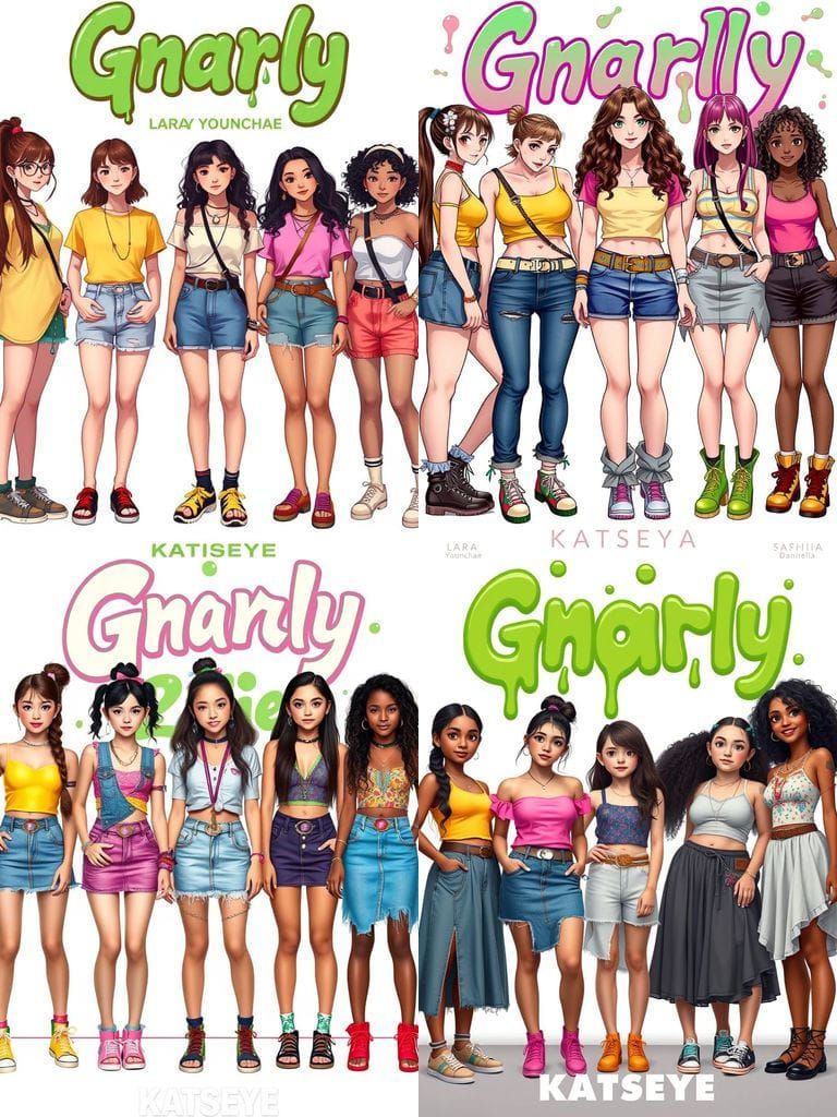 KATSEYE Coachella Photo with Gnarly Bubble Text