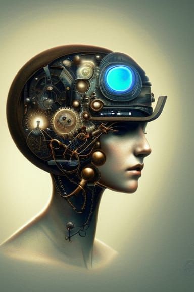 Steampunk Rock Portrait with Cybernetic Enhancements