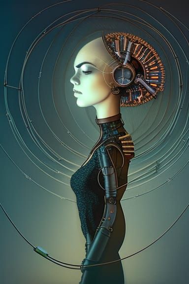 Steampunk Rock Portrait with Cybernetic Elements