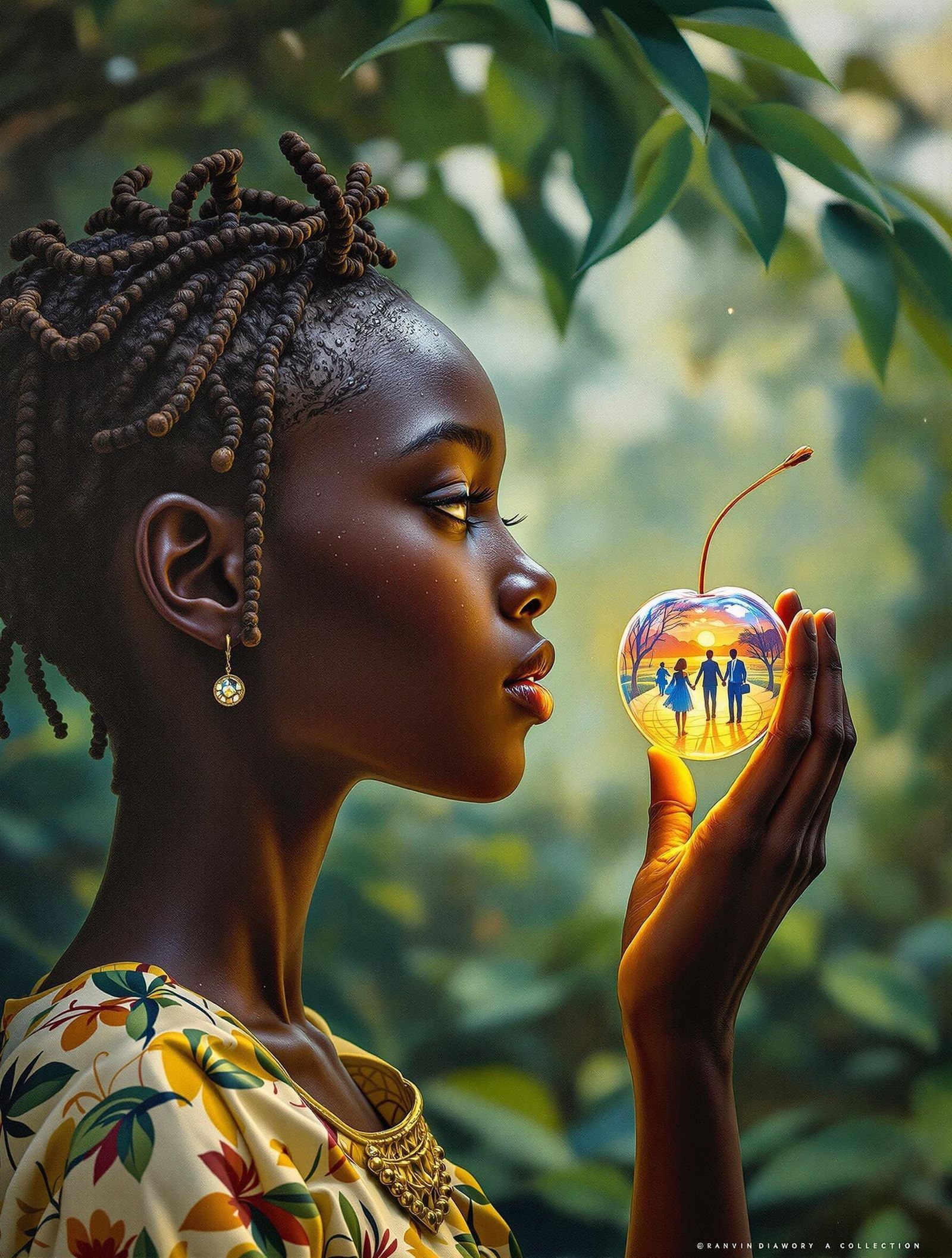 Kikuyu Girl with Coffee Cherry: Ash Painting