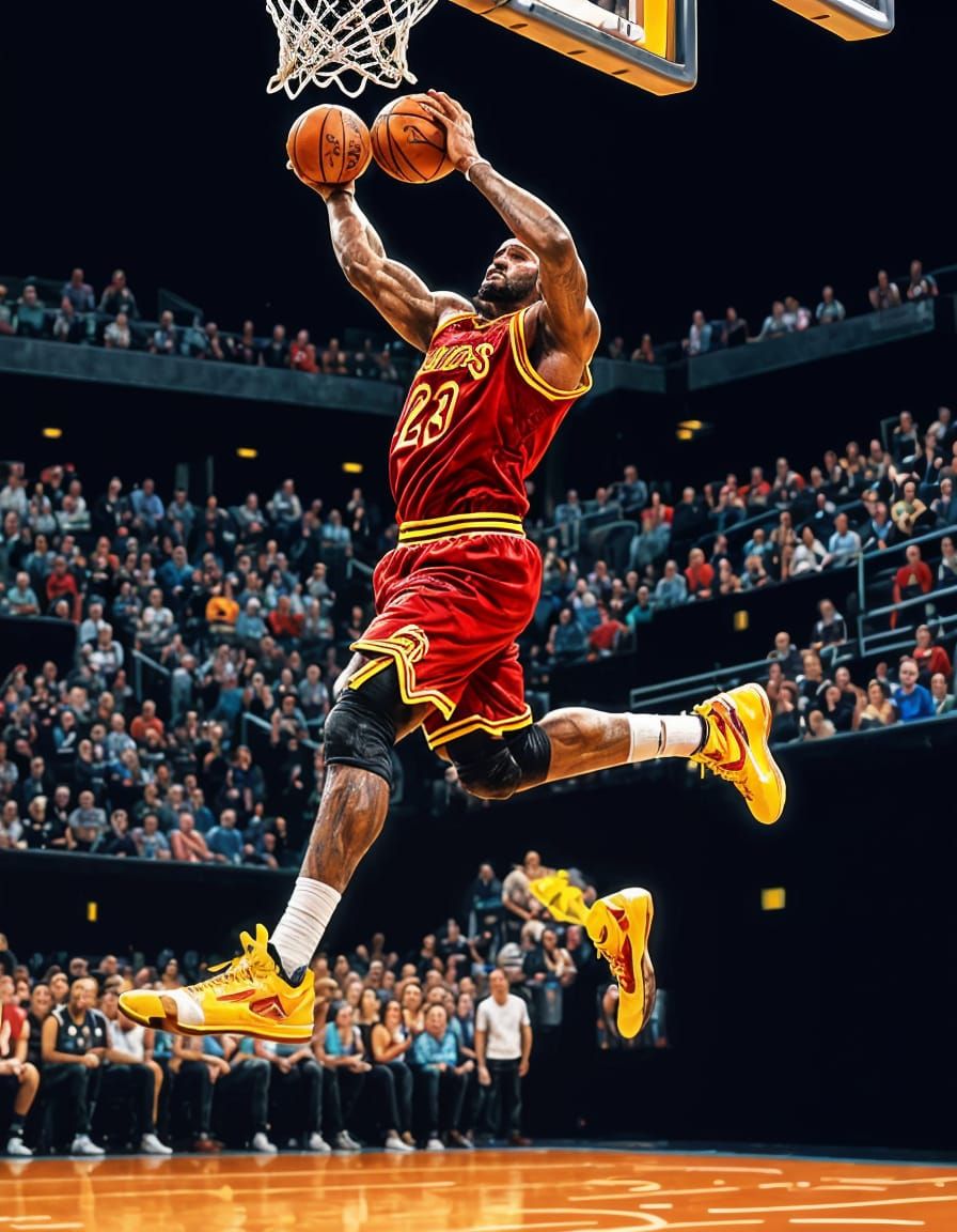 Lebron James Dunk in Pixel Art Style