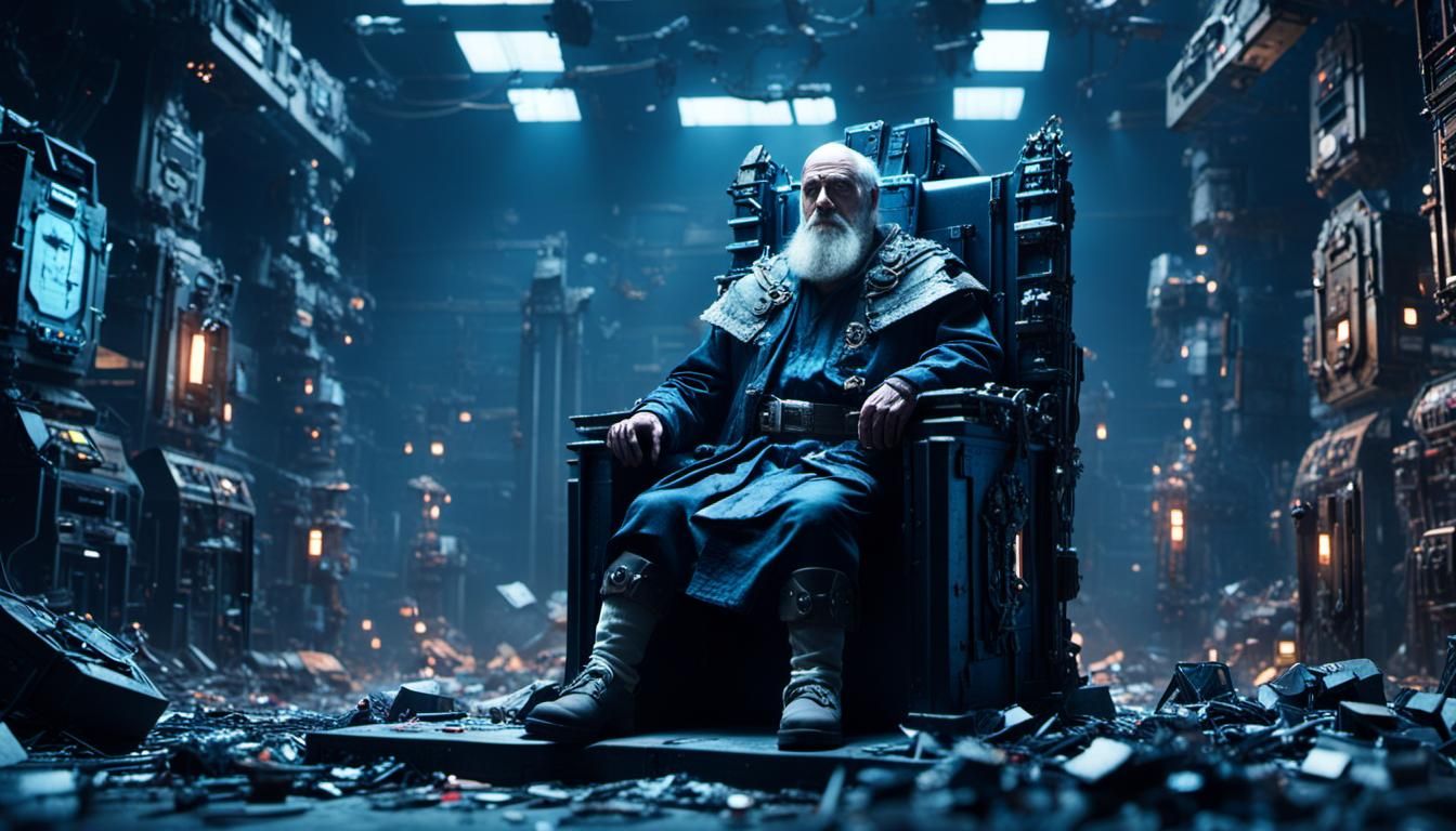 Techno Trash King on Throne of Scraps