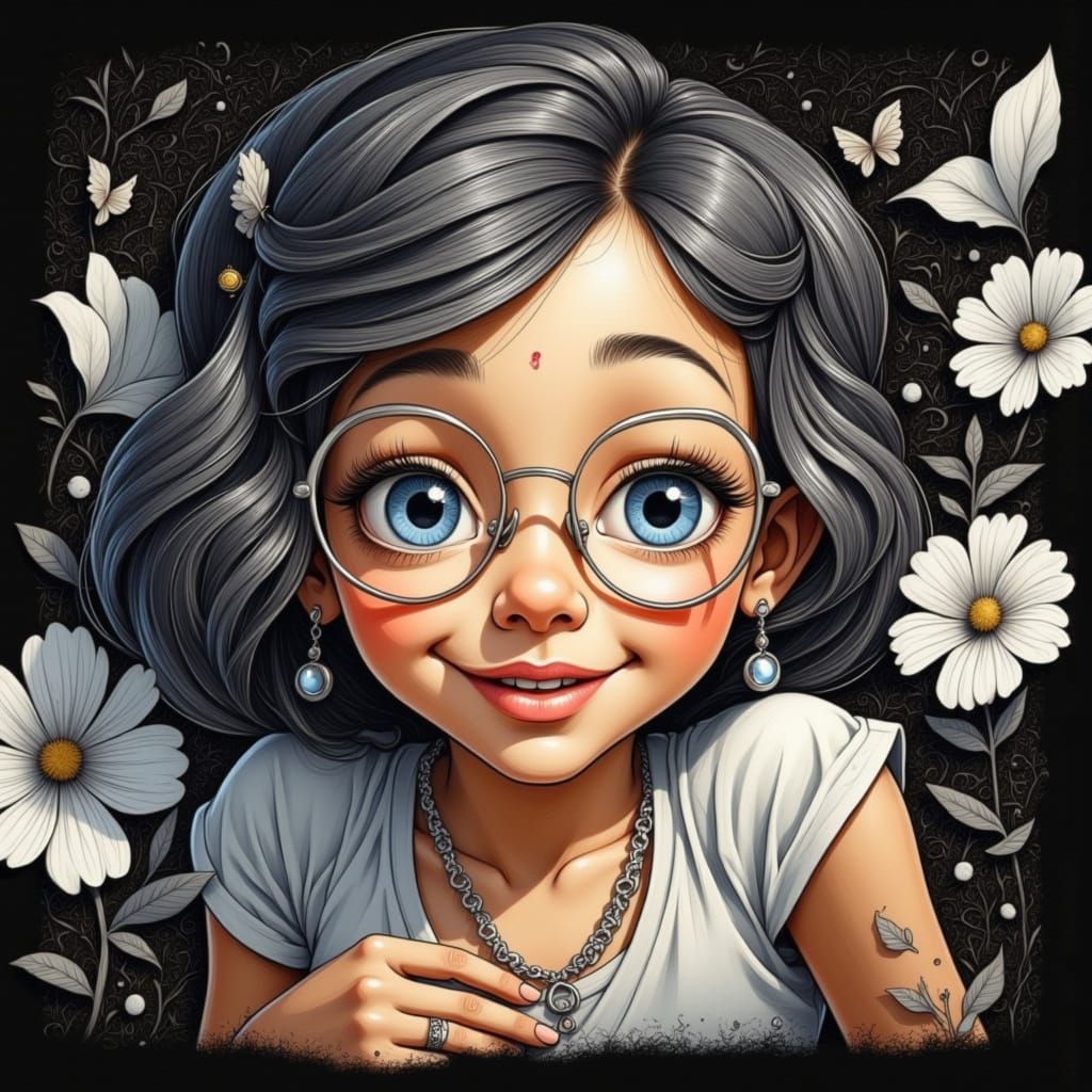 Quirky Girl Sketch in Disney Pixar Style