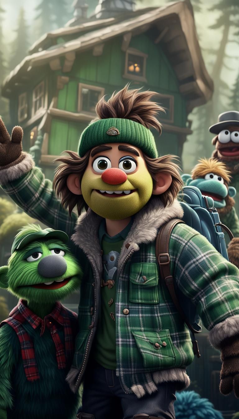 Fuzzy Lumberjack Muppet Monster in Detailed Digital Art
