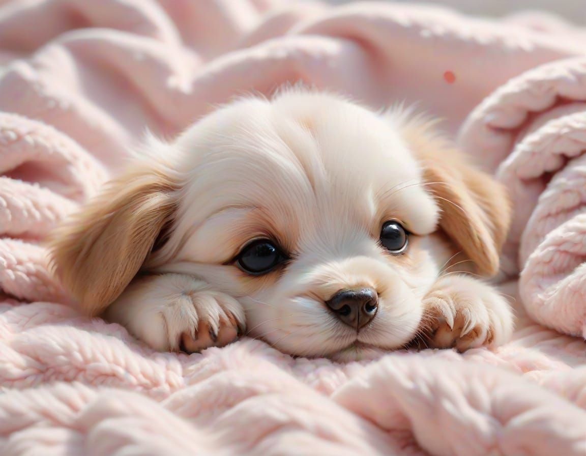 Vibrant Pink Pawed Puppy in Cozy Warmth
