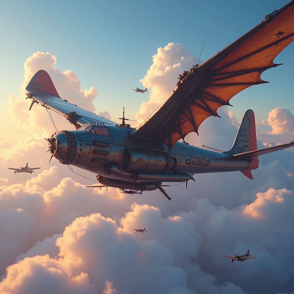 Dreamlike Flying Machines in Concept Art Style
