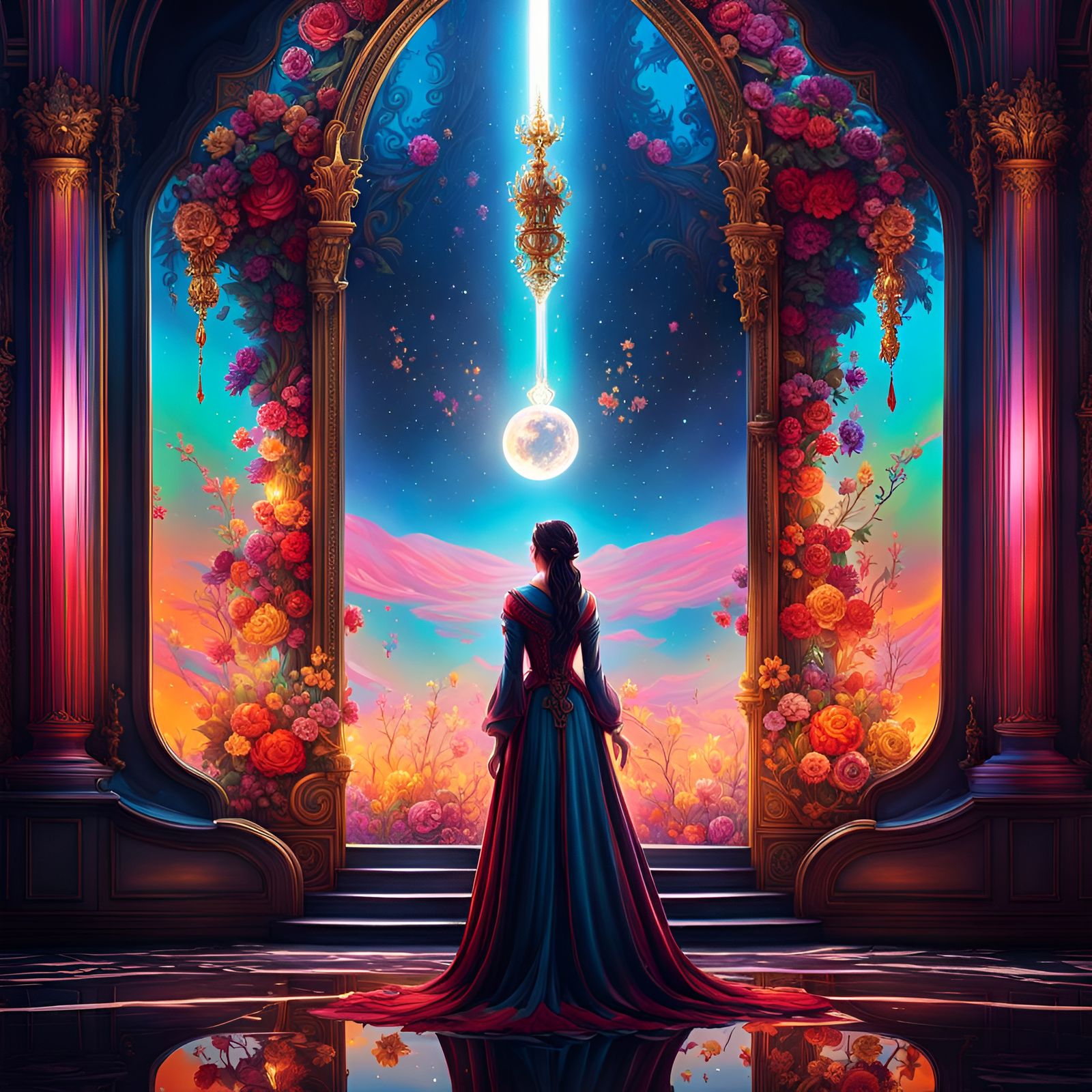 Intricate Dreamcore Scene with Dynamic Lighting